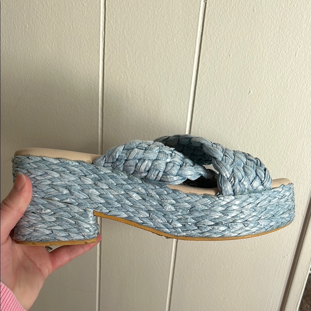Braided Platform Sandals - Blue